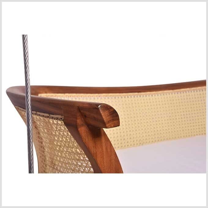 Wooden Curve Swing Jhula with Cane Woven Backrest - Image 5