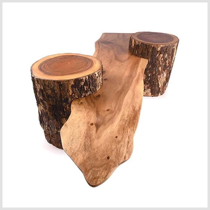Live Edge Log Behold Garden Bench
