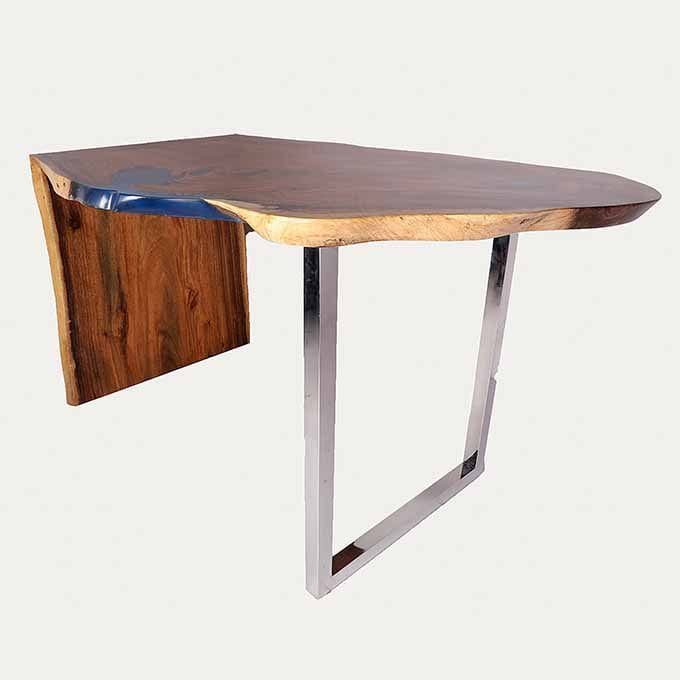 Epoxy Resin Ocean Bar Table - Live Edge Wood - Image 2