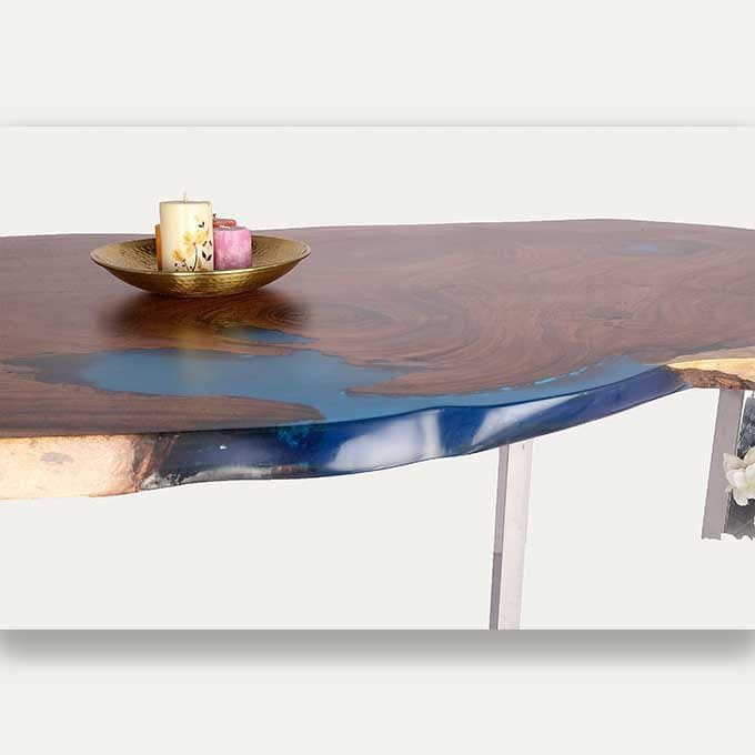Epoxy Resin Ocean Bar Table - Live Edge Wood - Image 7