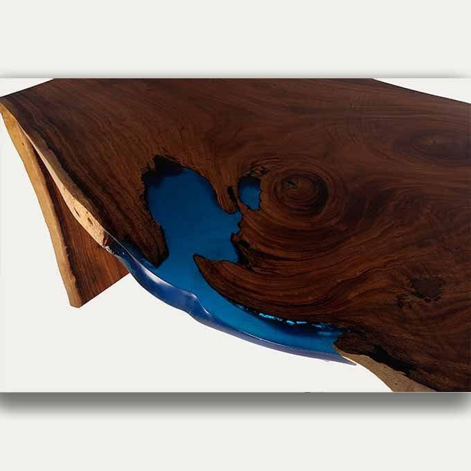 Epoxy Resin Ocean Bar Table - Live Edge Wood - Image 8