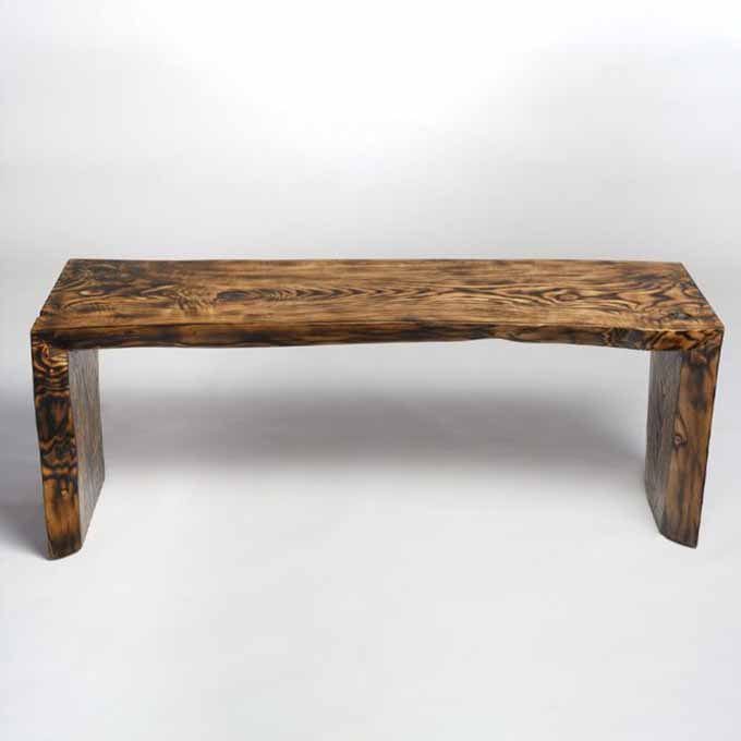 Live Edge Bent Bench with 45 Degree Cut – White Ash Wood