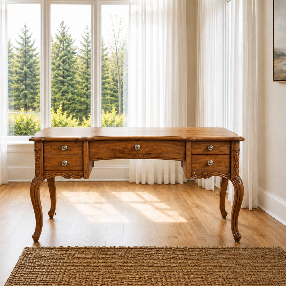 Solid Wooden Mid Centuried Study Table - Image 2