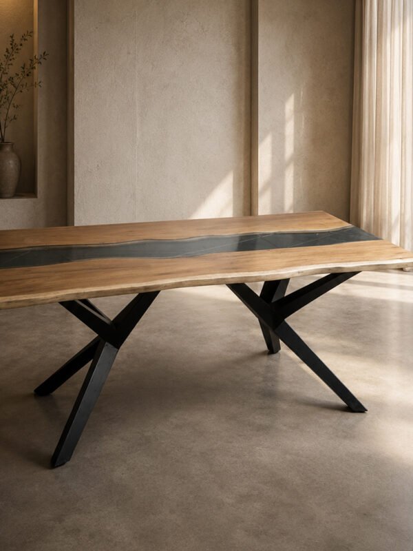 Epoxy Resin Mini Yoga River Table - Live Edge Wood