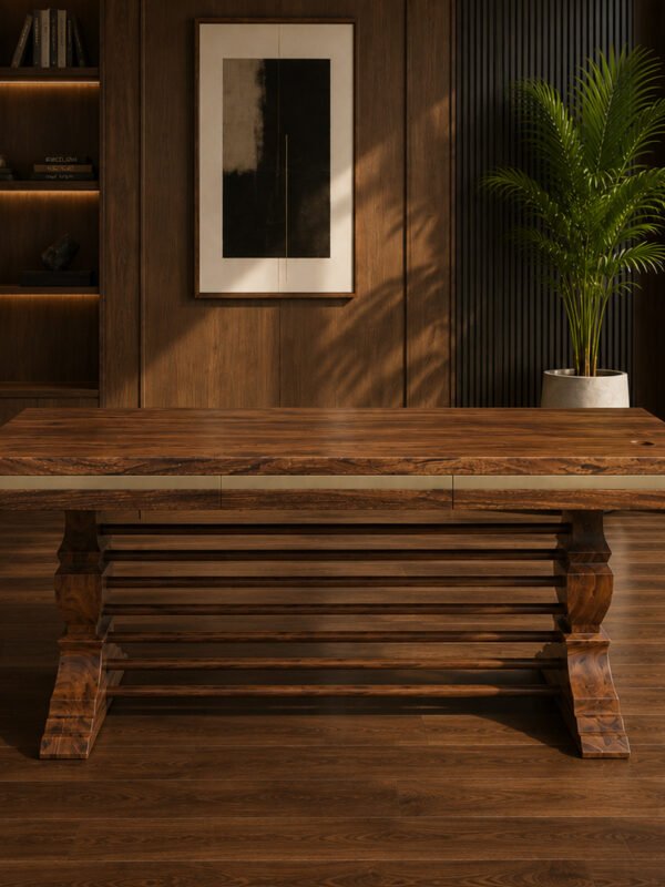 Solid Wooden Charcoaled Work Table