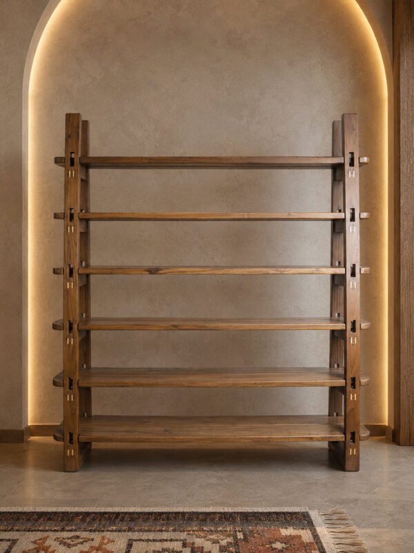 Solid Wooden Burma Teak Book Shelf – Handcrafted Detailed Design
