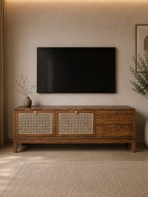 Solid Wooden Cane Calling Kartik - TV Unit