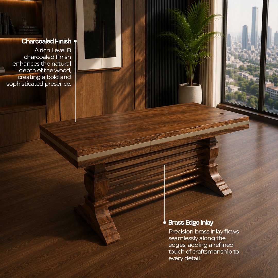 Solid Wooden Charcoaled Work Table - Image 3