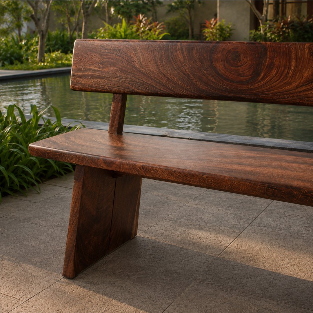 Solid Wooden A Cute Angled Bench - Image 3