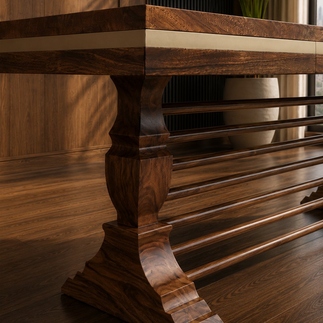 Solid Wooden Charcoaled Work Table - Image 4