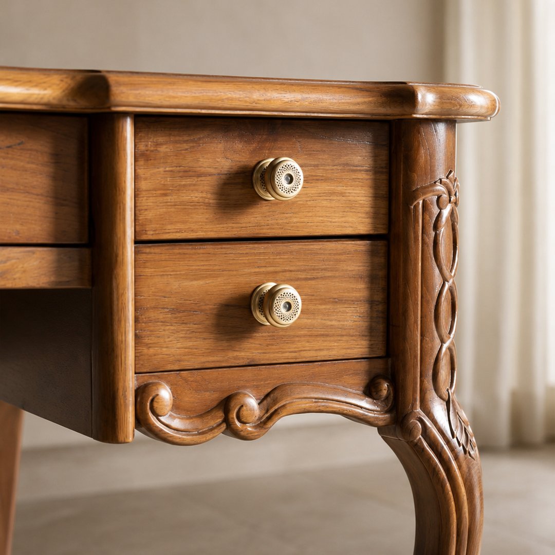 Solid Wooden Mid Centuried Study Table - Image 4