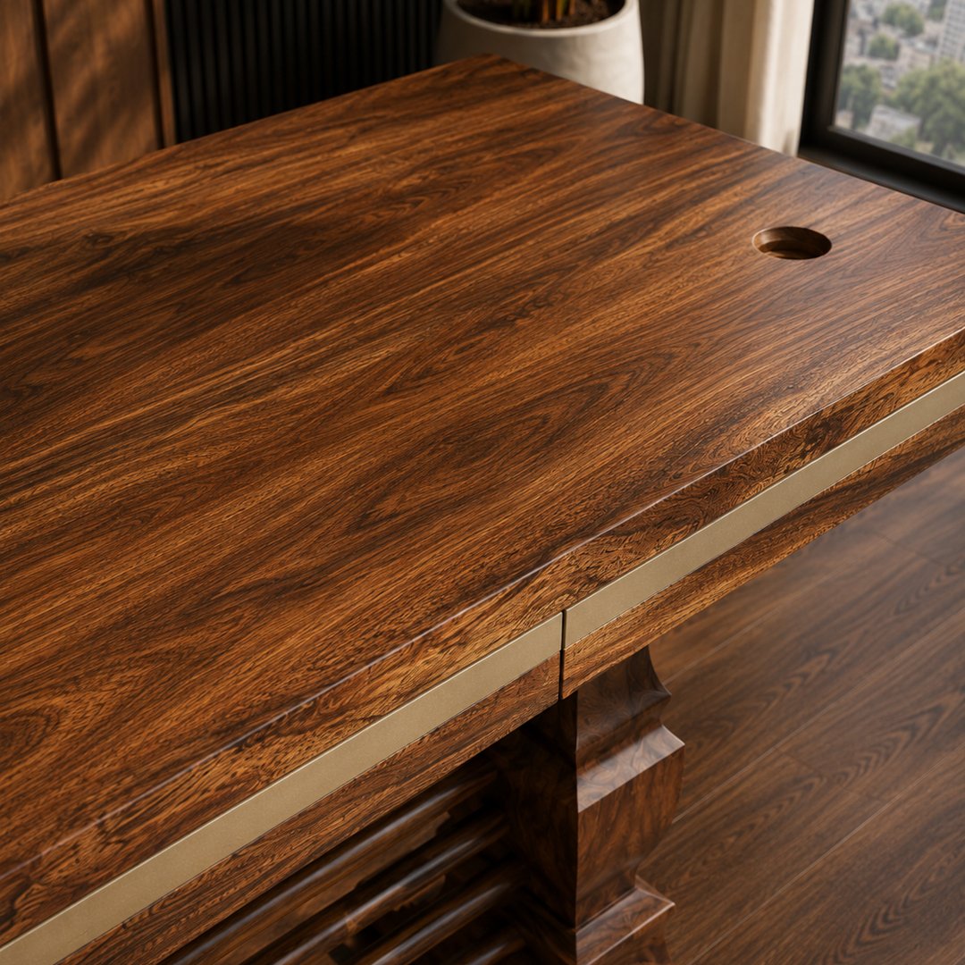 Solid Wooden Charcoaled Work Table - Image 5
