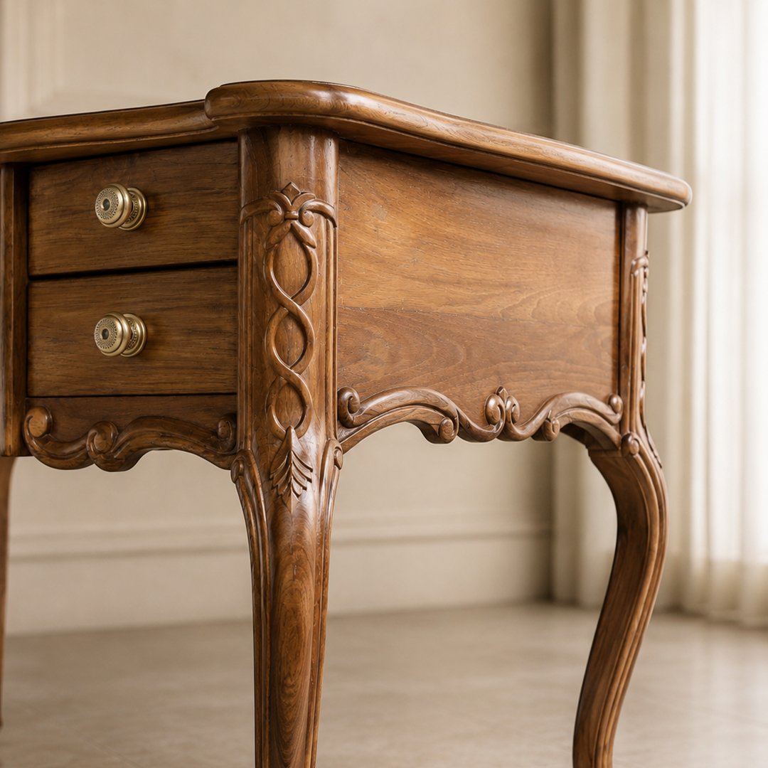 Solid Wooden Mid Centuried Study Table - Image 5