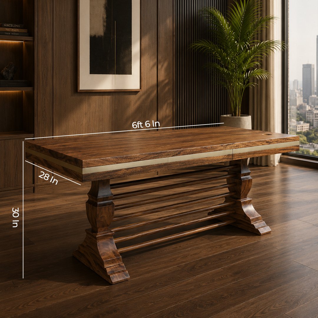 Solid Wooden Charcoaled Work Table - Image 6