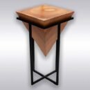 Solid Wood Bar Stool – Mahogany Pyramid Shape with Metal Base