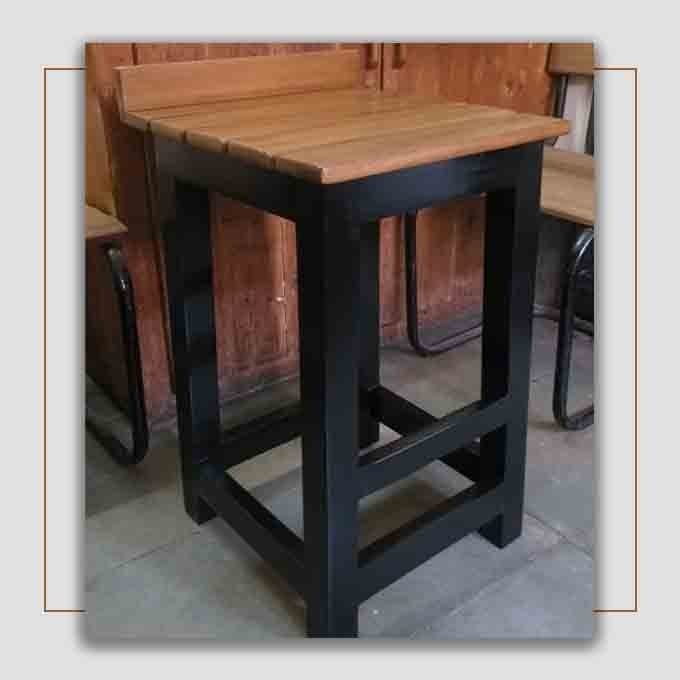 Solid Wooden Bar Stool with Metal Base - Image 2