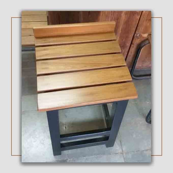 Solid Wooden Bar Stool with Metal Base - Image 3