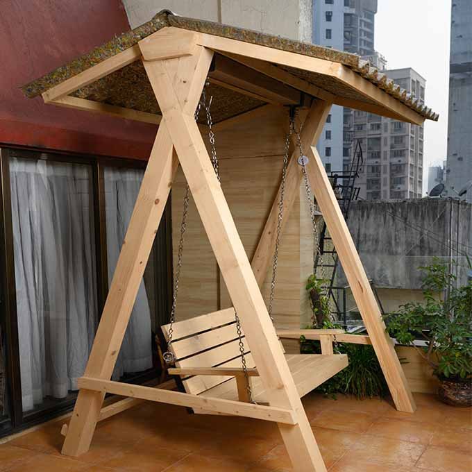 Solid Spruce Wood Outdoor Stand Swing Jhula - Image 4